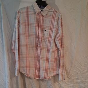 Crown & Ivy Men's Casual Plaid Shirt in Red and White